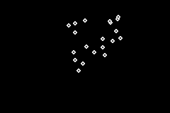 2d moving image of circles flying around the screen, grouping together, then disbanding