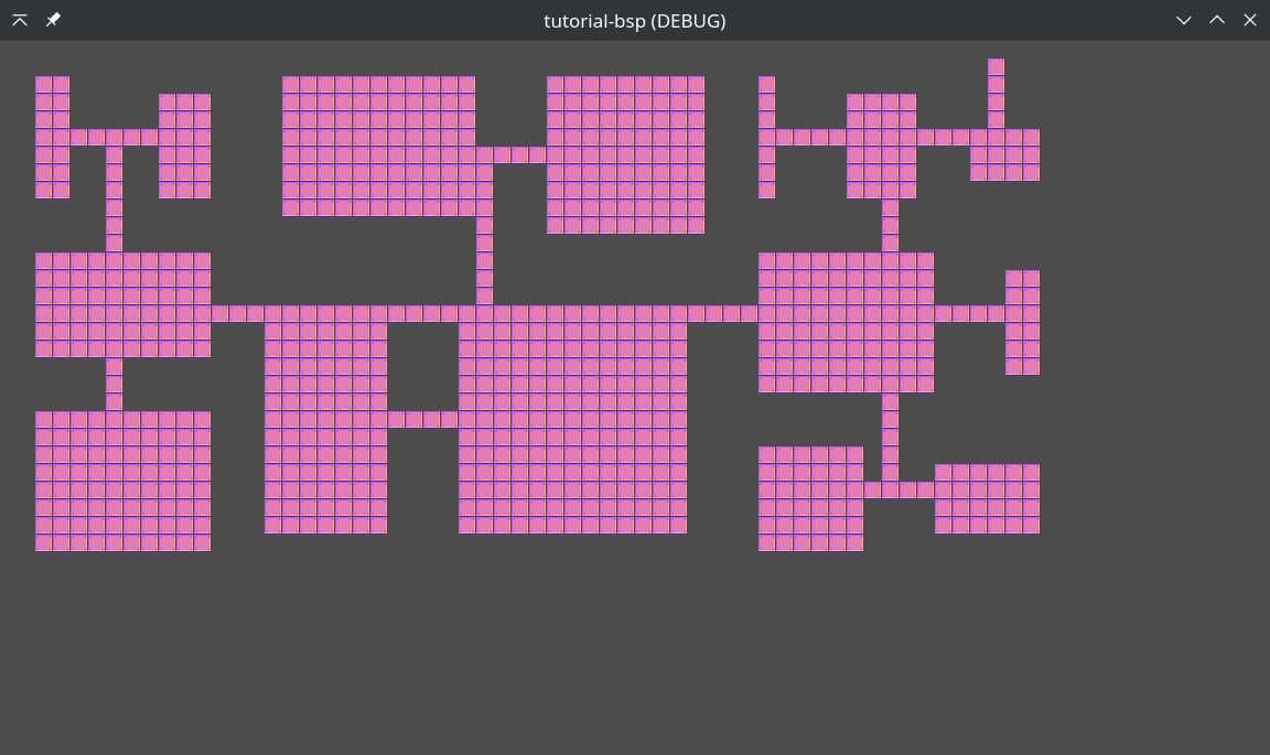 Our final map - a bunch of pink rooms connected by paths