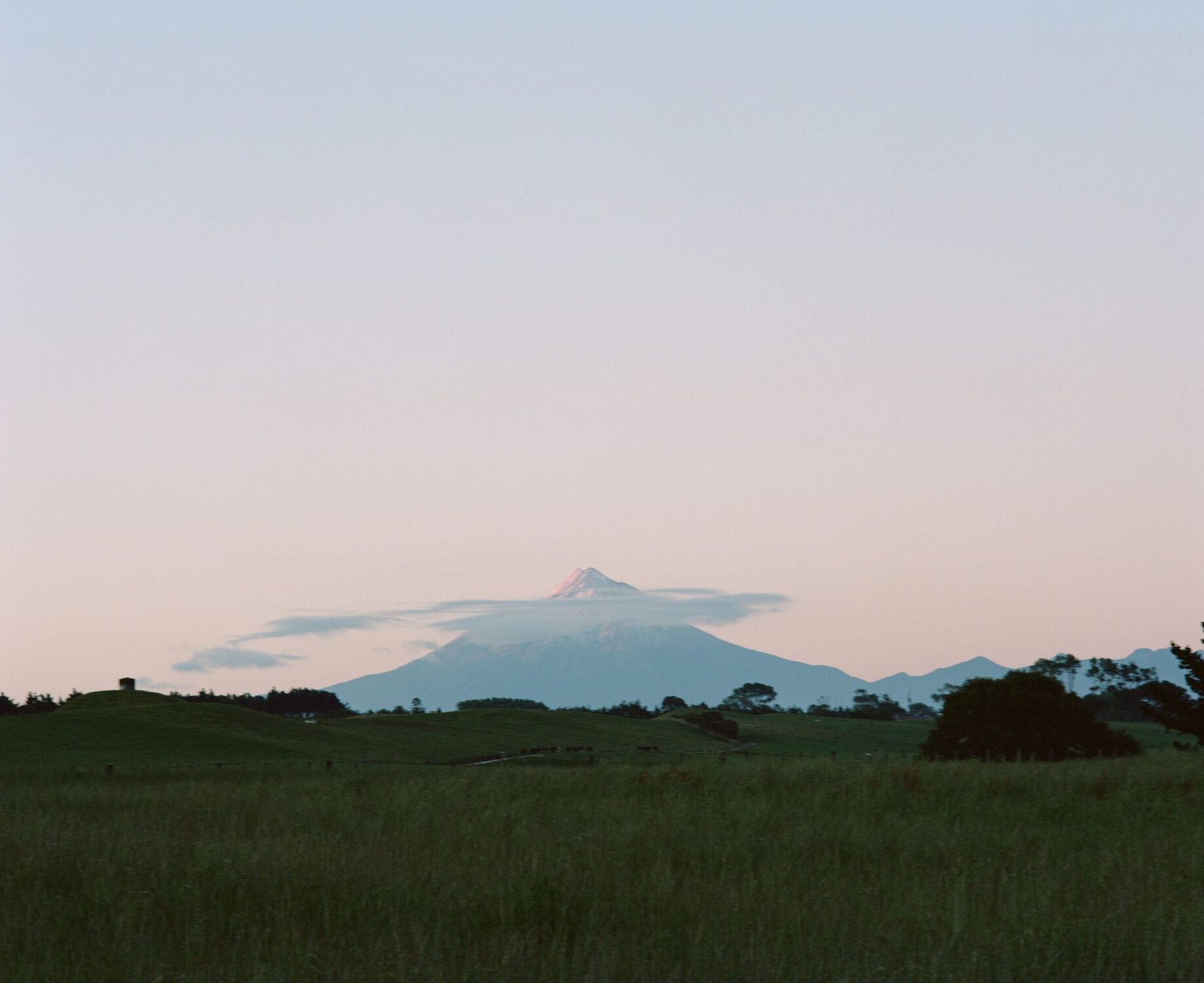 Snow topped Mt Taranaki at sunrise